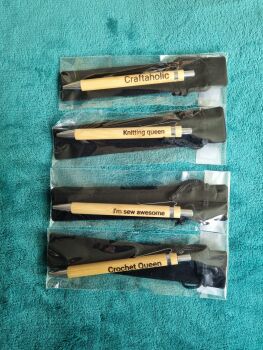 Bamboo Pen with Gift Pouch - Knitting Queen