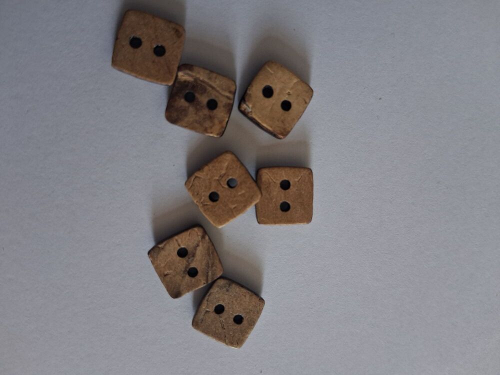 Coconut Shell Square Buttons 10mm (each)