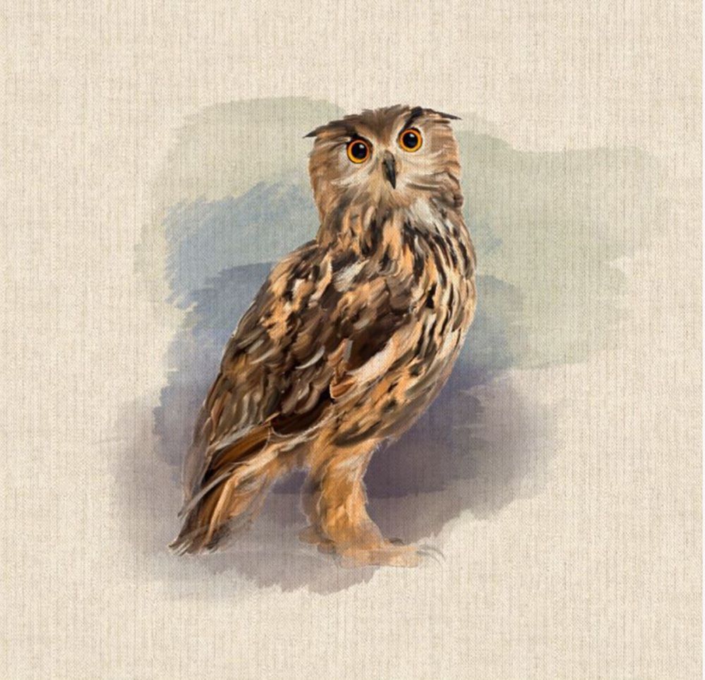 Owl Linen Look Panel (each)