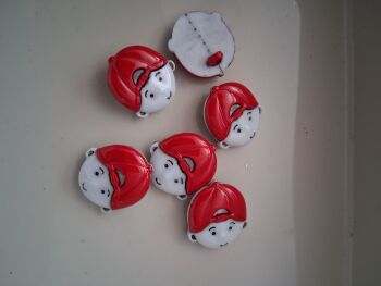 Boy Face Buttons 18x21mm (each) - Red