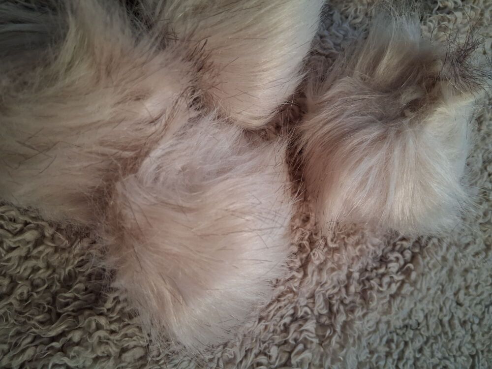 Fluffy Pom Pom / Elastic Loop to Fasten - Beige/Dark Cream NOW HALF PRICE