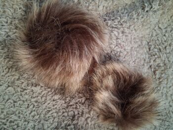Fluffy Pom Pom / Elastic Loop to Fasten - Brown Mix NOW HALF PRICE