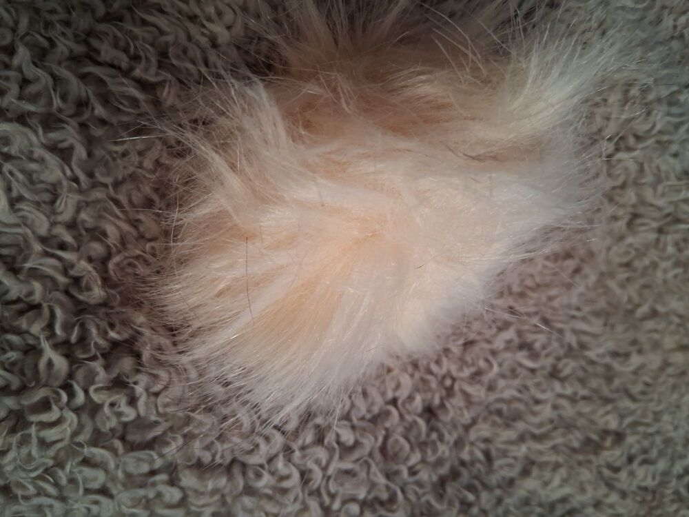 Fluffy Pom Pom / Elastic Loop to Fasten -  Cream NOW HALF PRICE