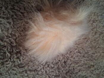 Fluffy Pom Pom / Elastic Loop to Fasten -  Cream NOW HALF PRICE