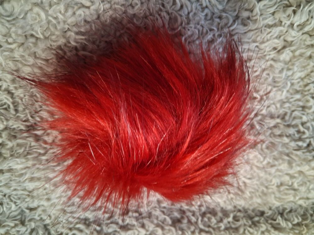 Fluffy Pom Pom / Elastic Loop to Fasten - Dark Red. NOW HALF PRICE