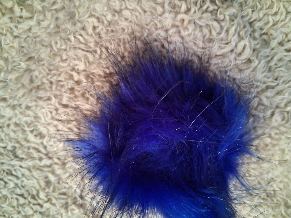 Fluffy Pom Pom / Elastic Loop to Fasten - Royal Blue NOW HALF PRICE