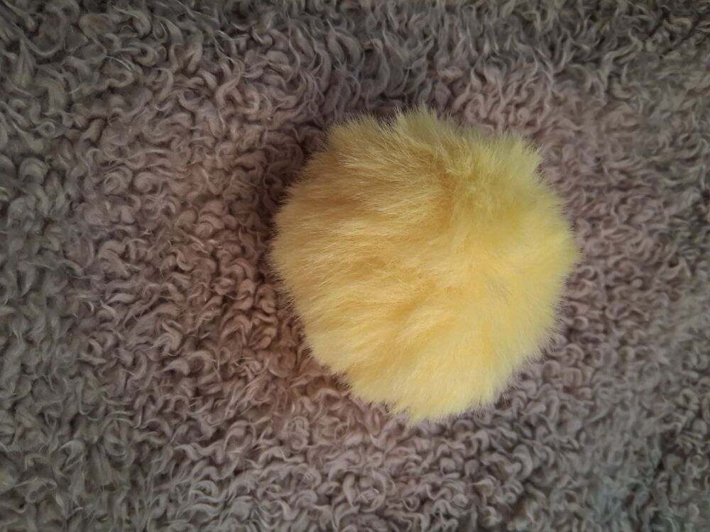 Short hair fluffy Pom Pom / Elastic Loop to Fasten - Lemon NOW HALF PRICE
