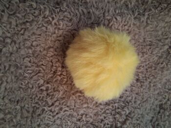 Short hair fluffy Pom Pom / Elastic Loop to Fasten - Lemon NOW HALF PRICE
