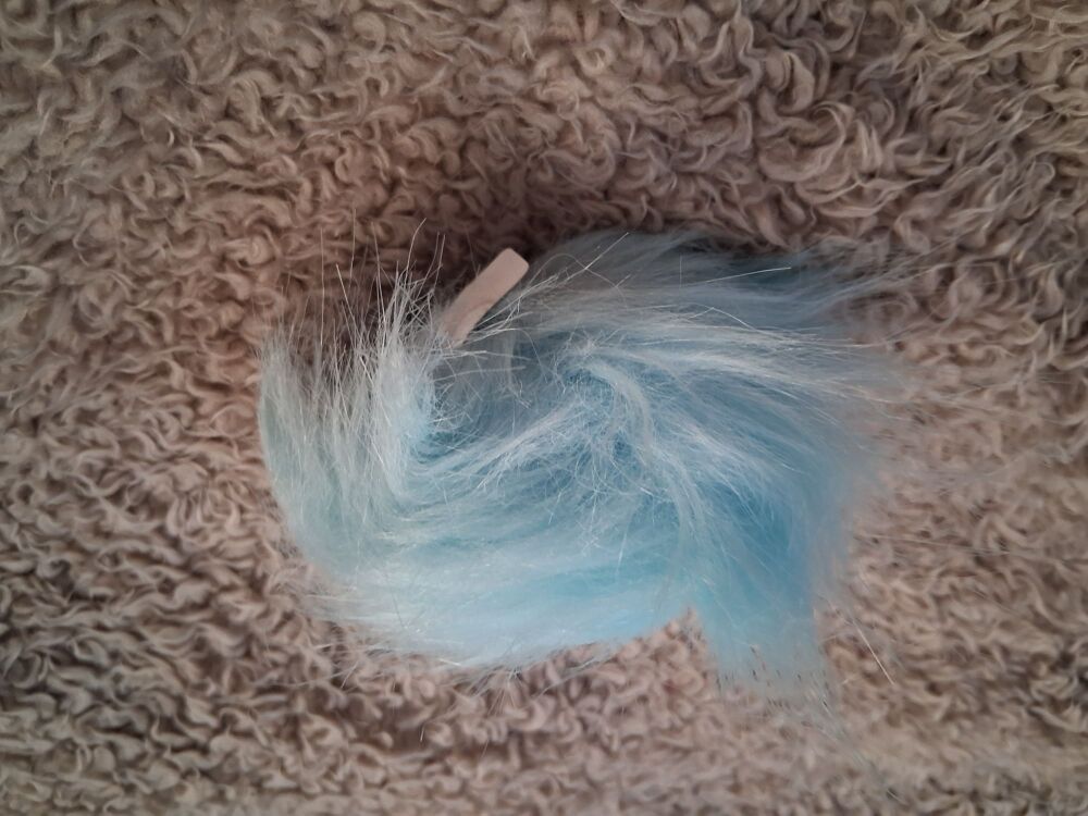 Fluffy Pom Pom / Elastic Loop to Fasten -  Blue/Turquoise  NOW HALF PRICE