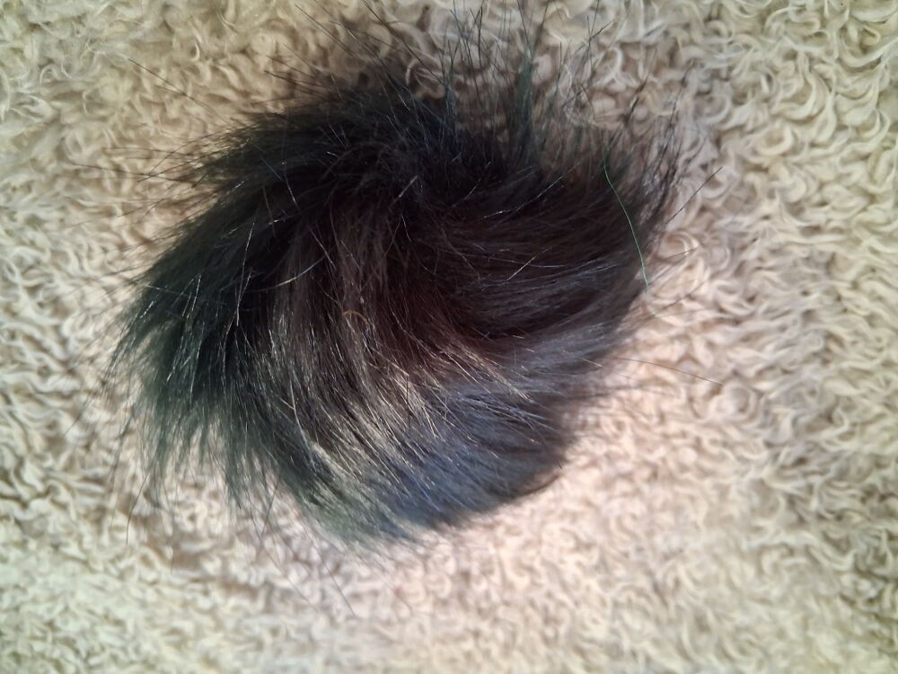 Fluffy Pom Pom / Elastic Loop to Fasten -  Dark Green NOW HALF PRICE