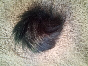 Fluffy Pom Pom / Elastic Loop to Fasten -  Dark Green NOW HALF PRICE