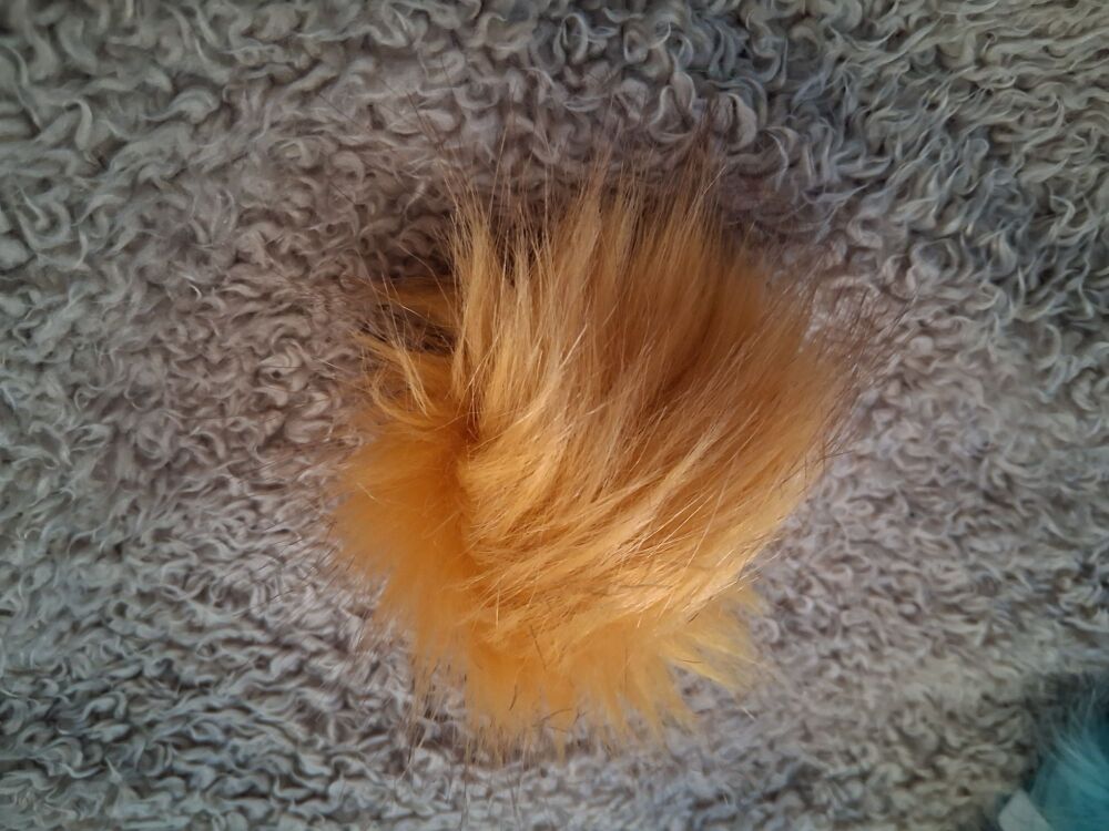 Fluffy Pom Pom / Elastic Loop to Fasten -  Mustard  NOW HALF PRICE