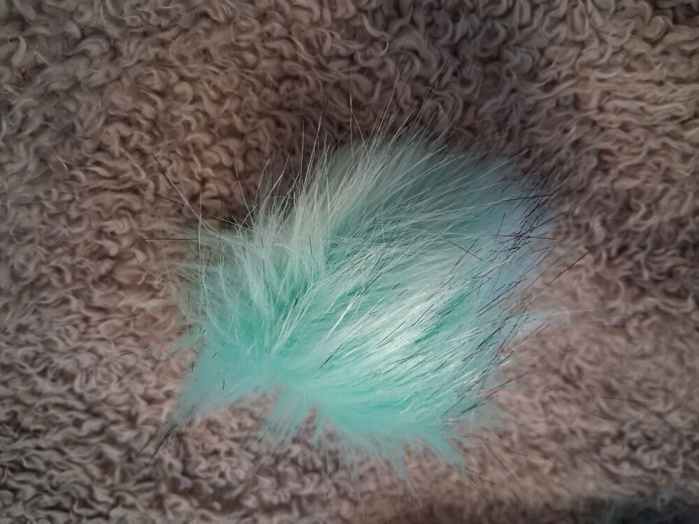 Fluffy Pom Pom / Elastic Loop to Fasten - Mint Green NOW HALF PRICE