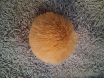 Short hair fluffy Pom Pom / Elastic Loop to Fasten - Mustard NOW HALF PRICE