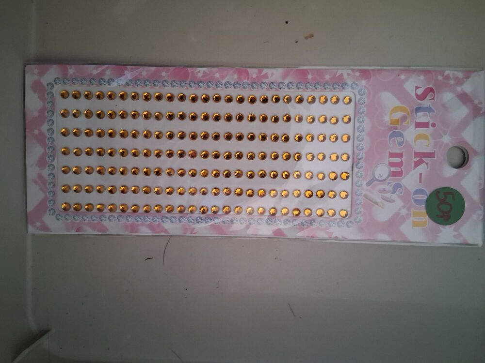 Stick on Gems -Gold (small)  NOW HALF PRICE