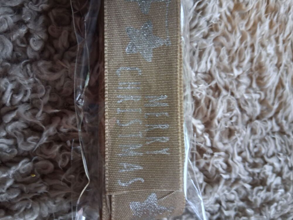 Ribbon - Merry Christmas/Star - 2 metres