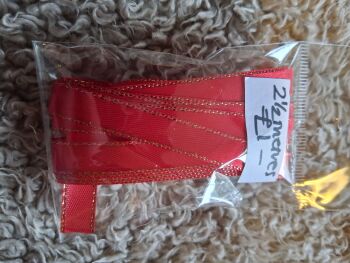 Ribbon - Red/Gold Edge - 2.5 metres