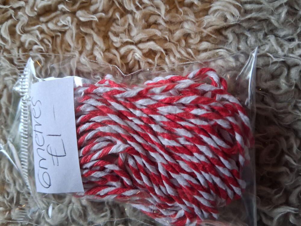 Twine - Red/White - 6 metres