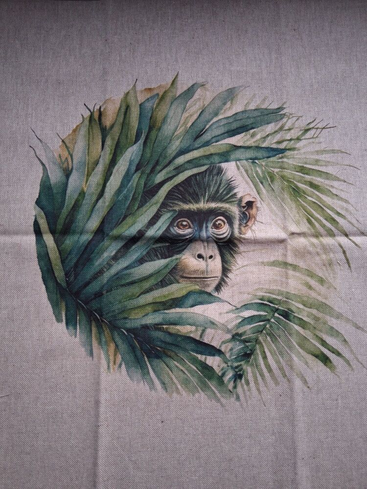 Monkey (A) Linen Look Panel (each) REDUCED PRICE