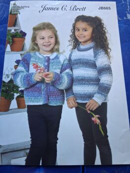 James C Brett Knitting Pattern JB665 - Jumper / Cardigan 22-30"
