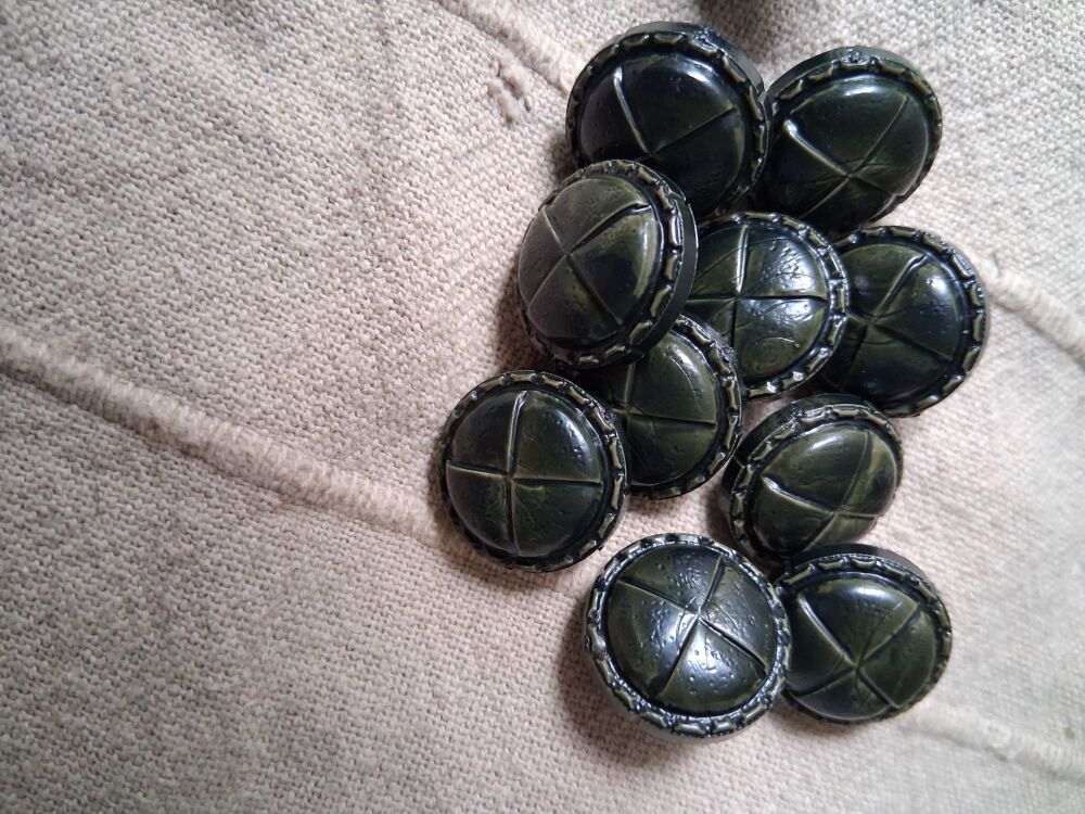 Dark Green Leather Look Buttons 19mm (each)