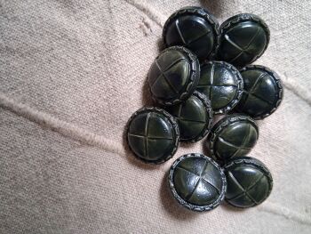 Dark Green Leather Look Buttons 19mm (each)