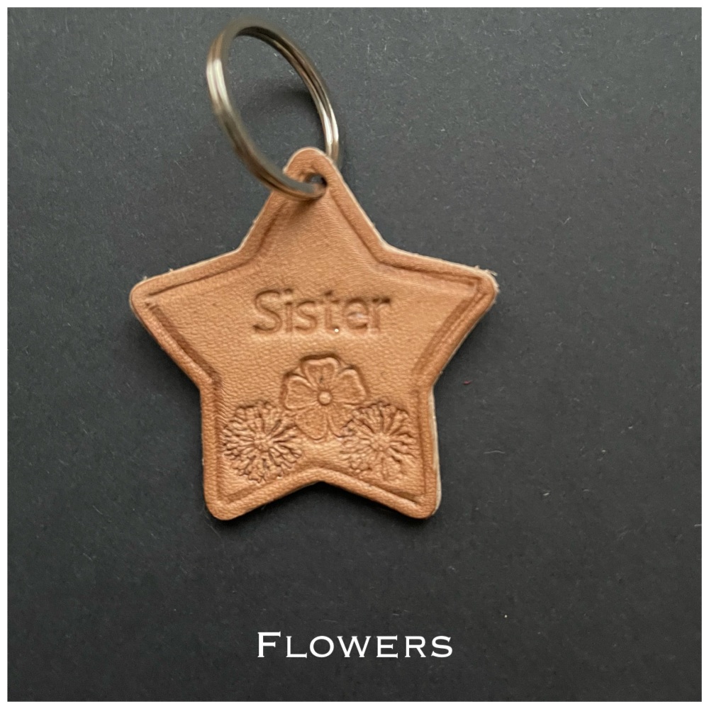 Star Shape Handmade Personalised Leather Keyring