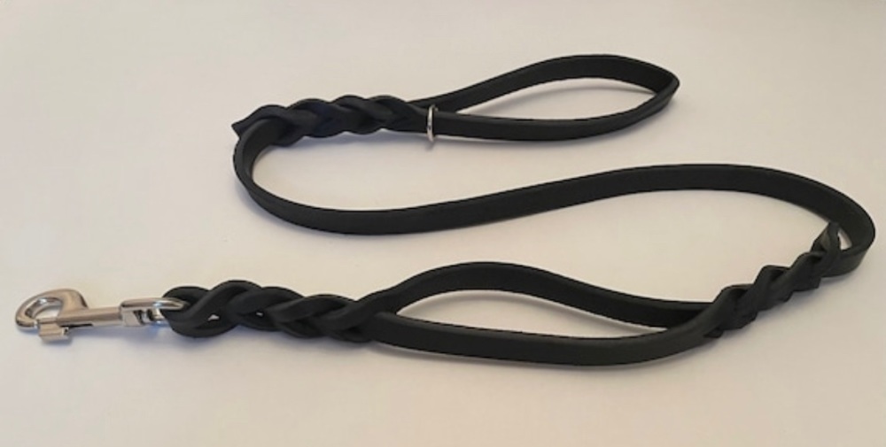 Double Handle 16mm Wide Leather Dog Lead