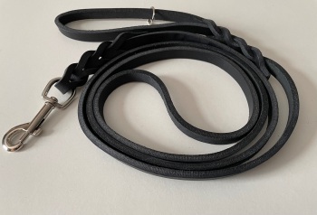 10mm Wide Black Plaited Leather Dog Lead, VARIOUS LENGTHS