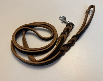 13mm Wide Brown and Tan Plaited Leather Dog Lead