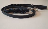 100cm (3ft3) by 16mm (0.6inch) Wide Black or Dark Brown Plaited Leather Dog Lead