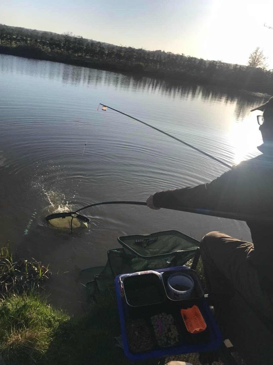 Archies lake netting a fish