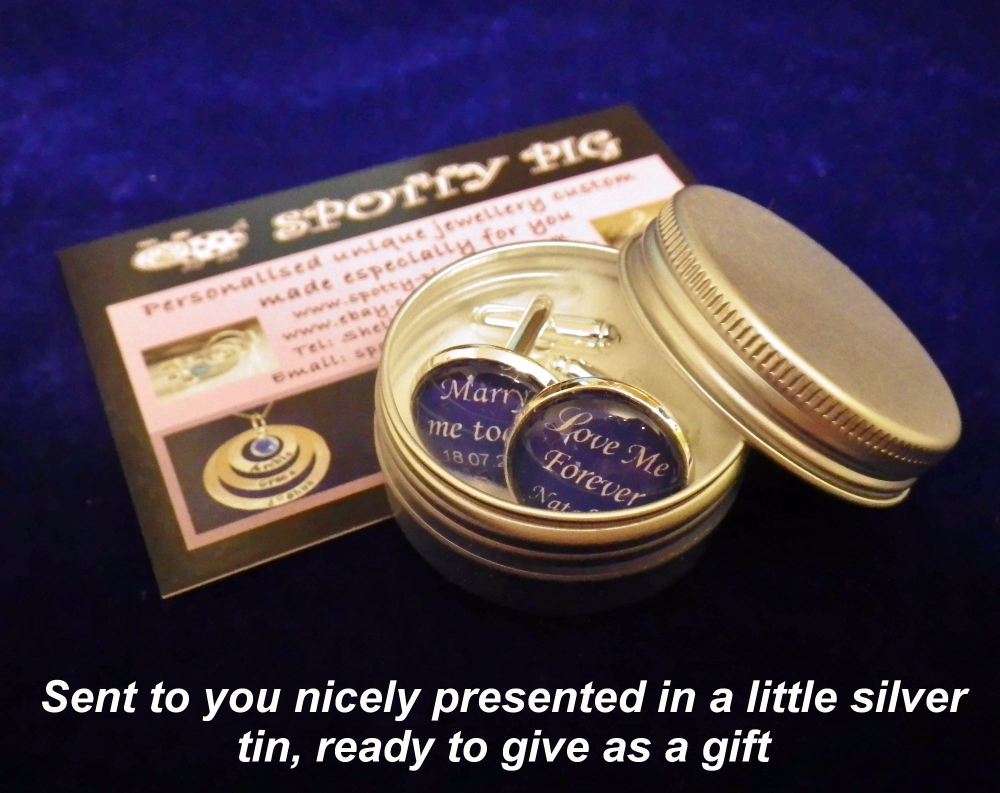  4 FOR 3 OFFER!! Personalised Wedding Cufflinks for Best Man, Usher, Father of the Bride etc, with Date, Choose Colour