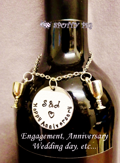 <!-- c52 -->Personalised Wedding or Couples Bottle Charm Necklace