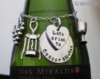 Personalised wine or champagne bottle charm