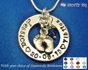 Baby Feet Birth Necklace