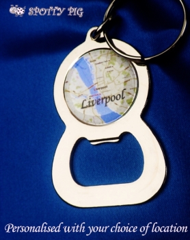 Personalised Map Your Special Place on a Bottle Opener Keyring, gift dad mum etc