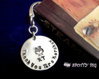 Personalised Silver Plated Teachers Thank You Bookmark & Name with Swarovski Pearl
