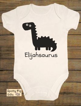 Personalised Dinosaur Baby Grow, Unisex