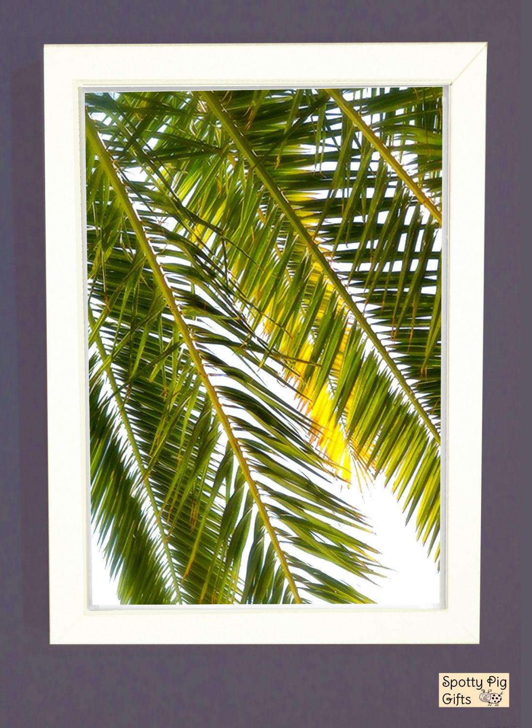 Palm Leaf Print Picture Frameless or Framed Wall Art White Background Gift