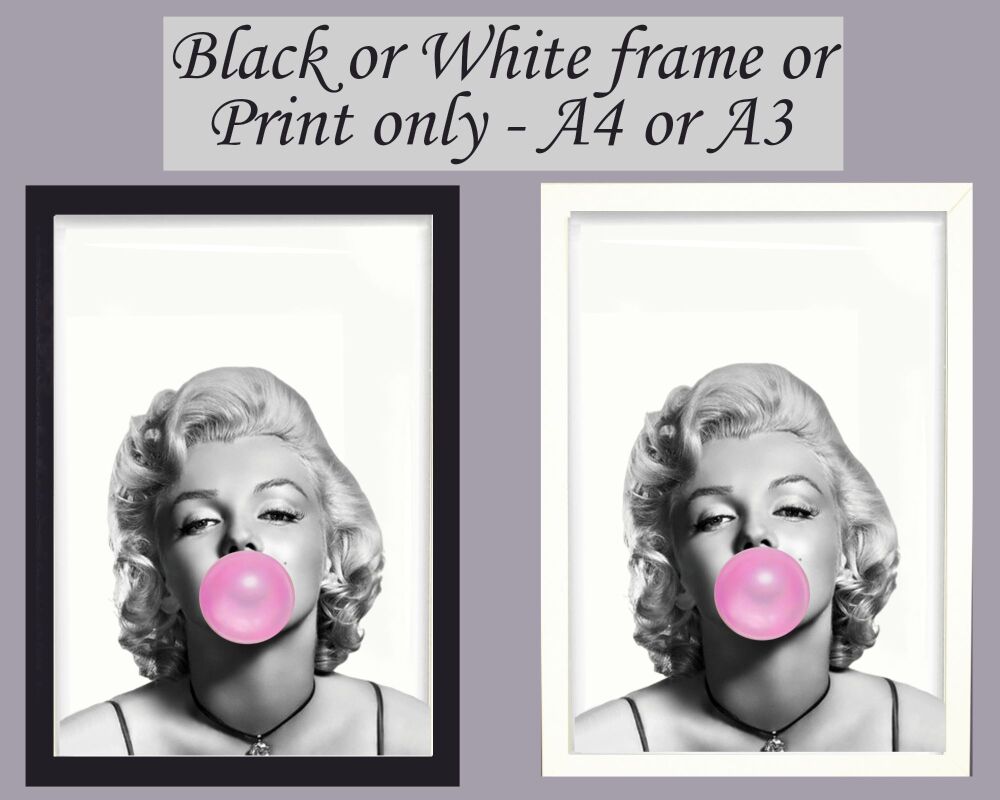 Print Wall Art Marilyn Monroe Picture Poster Bubblegum Framed or Unframed A3, A4, A5