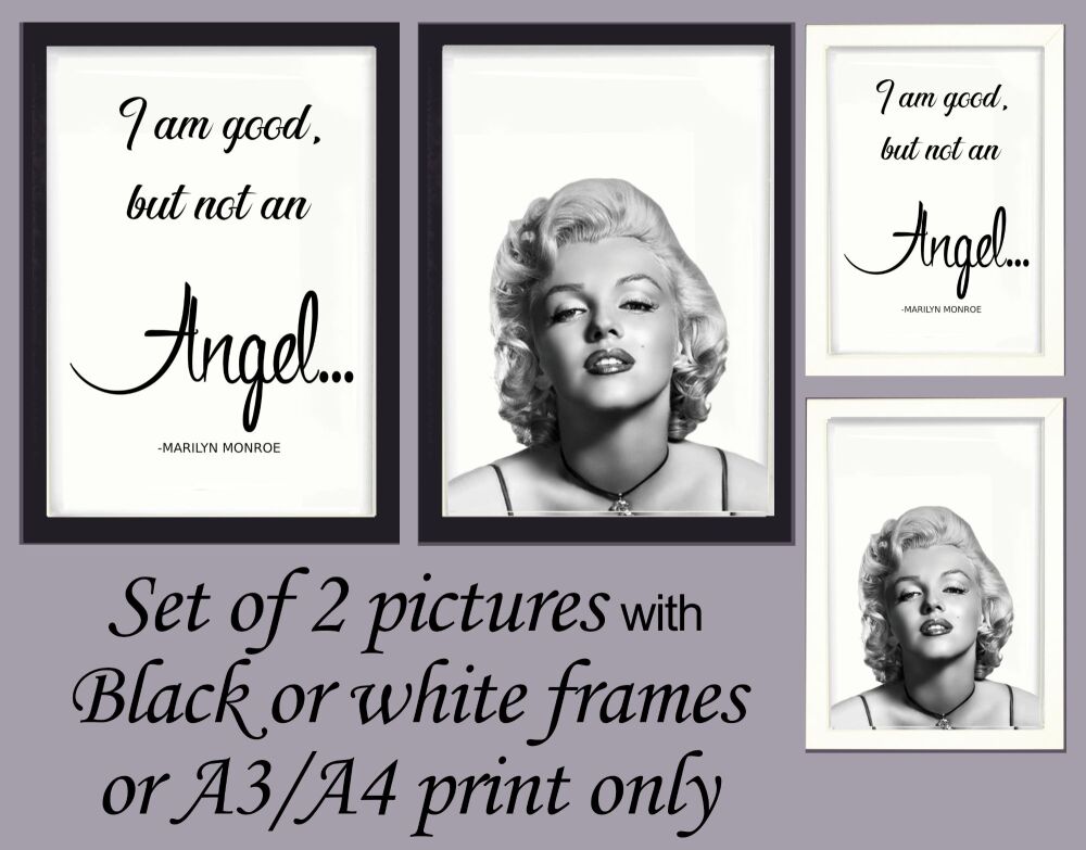 <!-- B79 -->Prints Wall Art Set of 2 Marilyn Monroe & Quote Framed or Unfra