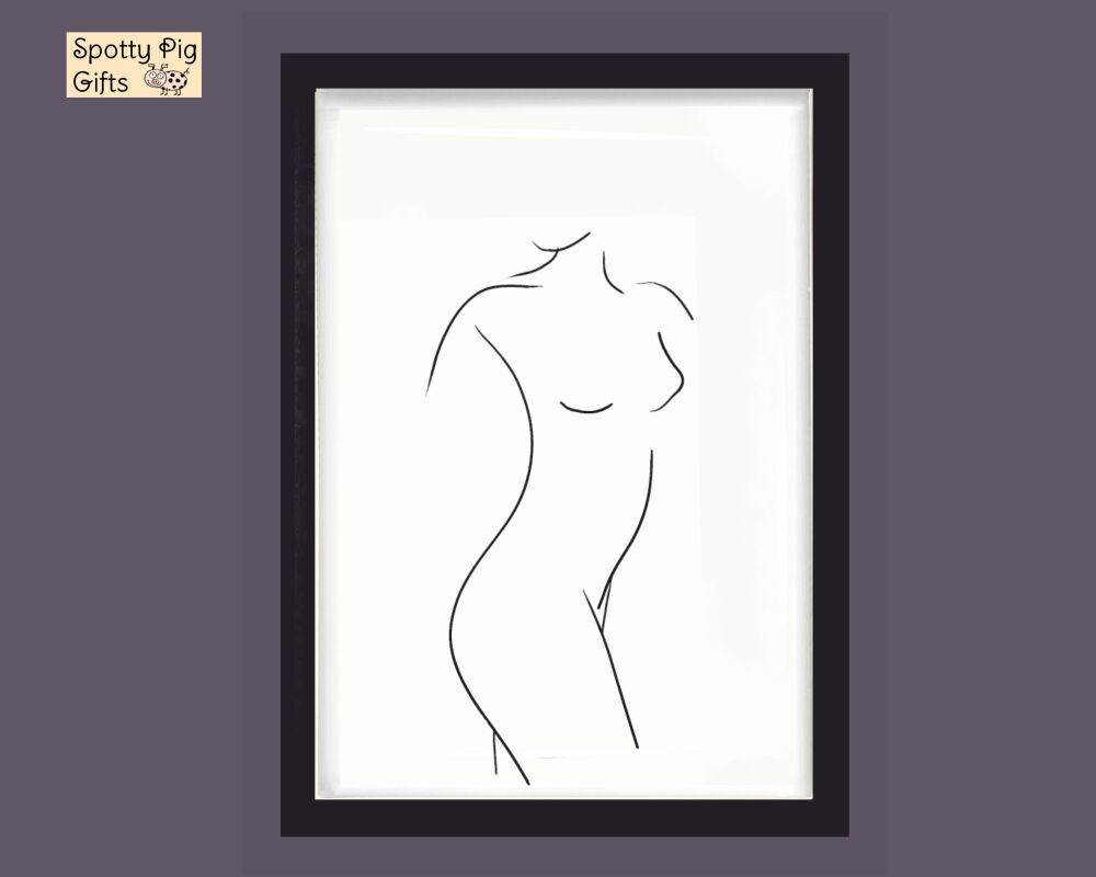 Line Art Drawing Print, Wall Art Perfume & Logo Framed Picture Poster Home Decor Lounge, Sassy, Gift A3, A4, A5