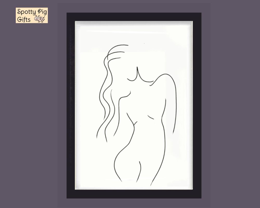 Line Art Drawing Print, Wall Art Perfume & Logo Framed Picture Poster Home Decor Lounge, Sassy, Gift A3, A4, A5