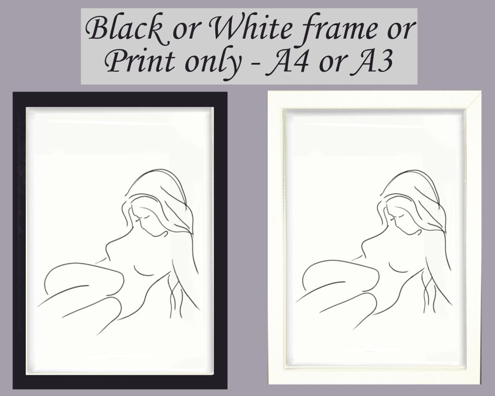 <!-- C35 -->Print Nude Figure Female Form, Wall Art Line Drawing, Picture, 