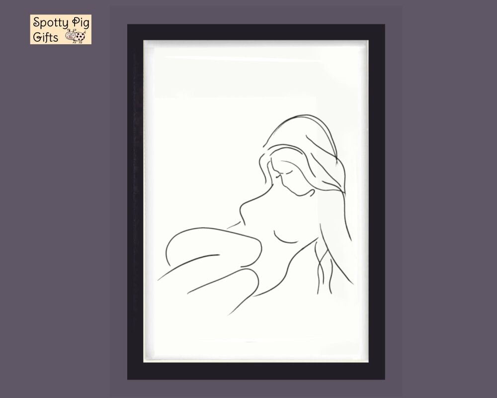 Line Art Drawing Print, Wall Art Perfume & Logo Framed Picture Poster Home Decor Lounge, Sassy, Gift A3, A4, A5