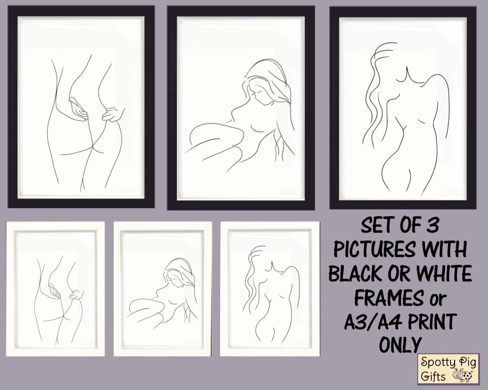 <!-- C33 -->Print Nude Figure Female Form, Wall Art Line Drawing, Picture, 