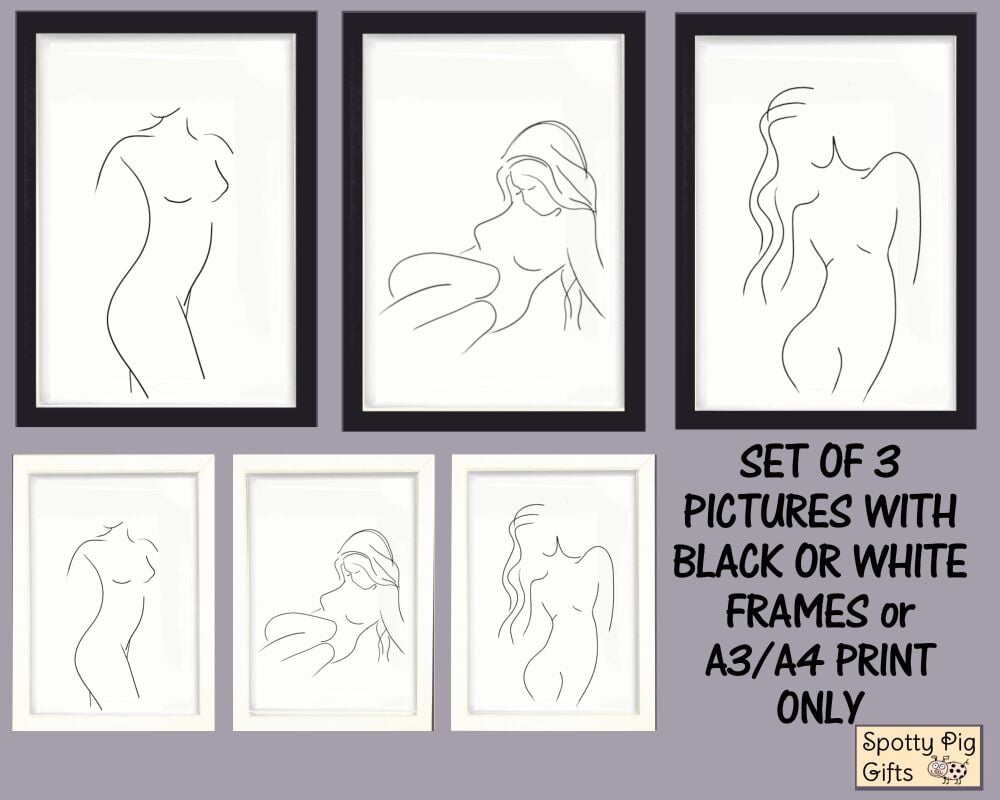 <!-- C32 -->Print Nude Figure Female Form, Wall Art Line Drawing, Picture, 