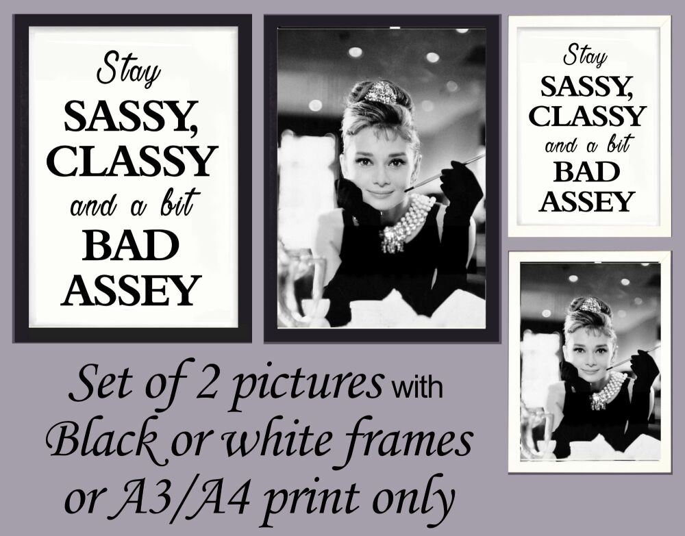 <!-- B50 -->Prints Wall Art Set of 2 Audrey Hepburn Breakfast at Tiffany's 