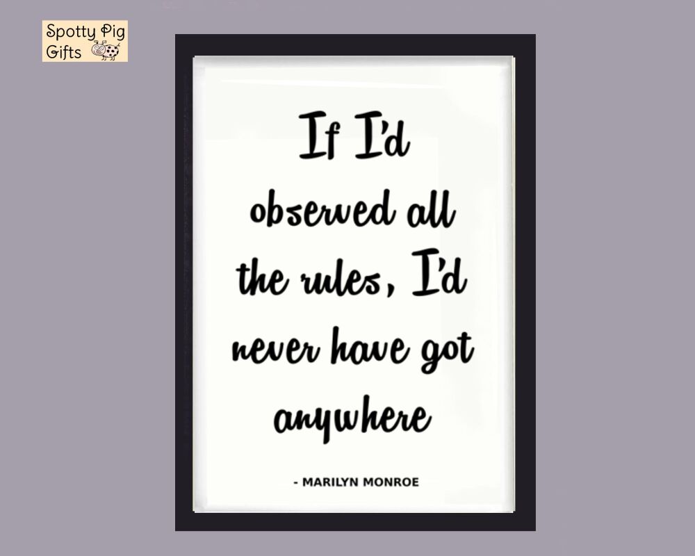 Print Wall Art Quote Marilyn Monroe Picture Poster Hollywood Icon Framed or Unframed A3, A4, A5